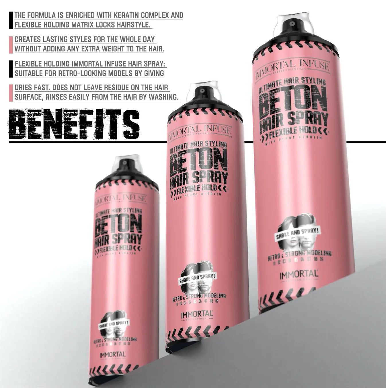 Immortal Beton Hair Spray Flexible Hold, 16.9 Oz.