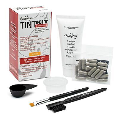 Godefroy Professional Hair Eyebrow Face Spot Coloring Tint Kit 20 Applications, Light Brown