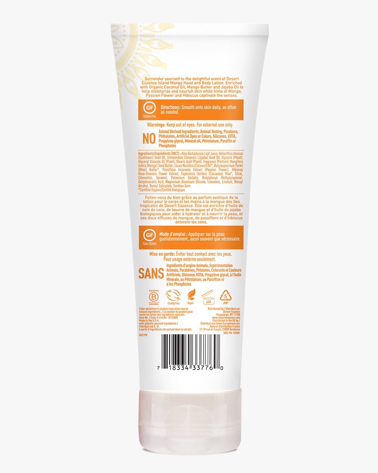 Desert Essence Island Mango Hand & Body Lotion, 8 Fl Oz.